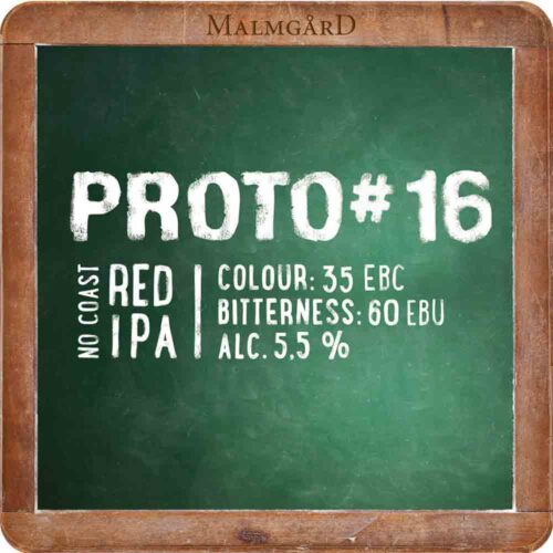 Malmgård Proto #16 No Coast Red IPA, etiketti