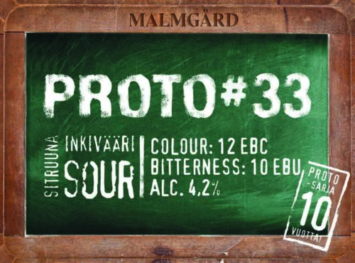 Malmgård Proto #33 Sitruuna Inkivääri Sour, etiketti