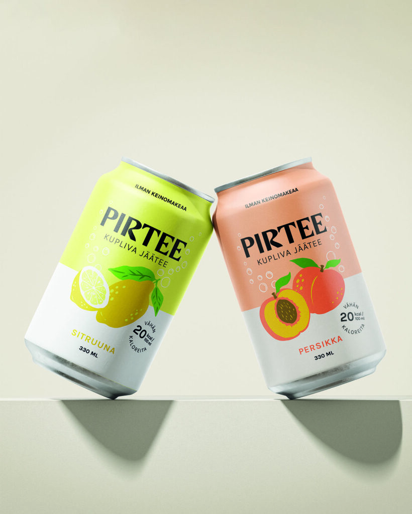 Pirtee Sitruuna ja Persikka jäätee 0,33 l tölkit